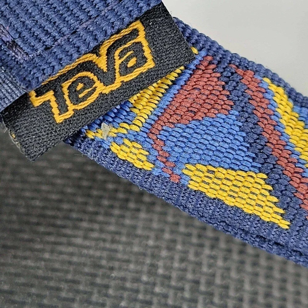 Teva Navy Blue & Black Strappy Sandals with Multicolor Geometric Accent #0739